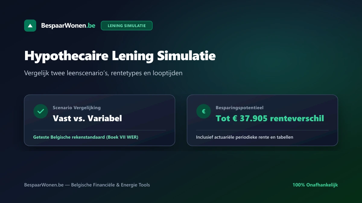 Hypothecaire lening simulatie: vergelijk twee kredietvoorstellen, debetrentevoeten en looptijden