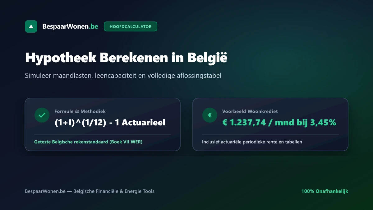 Hypotheek berekenen in België: maandlasten, leencapaciteit en aflossingsschema