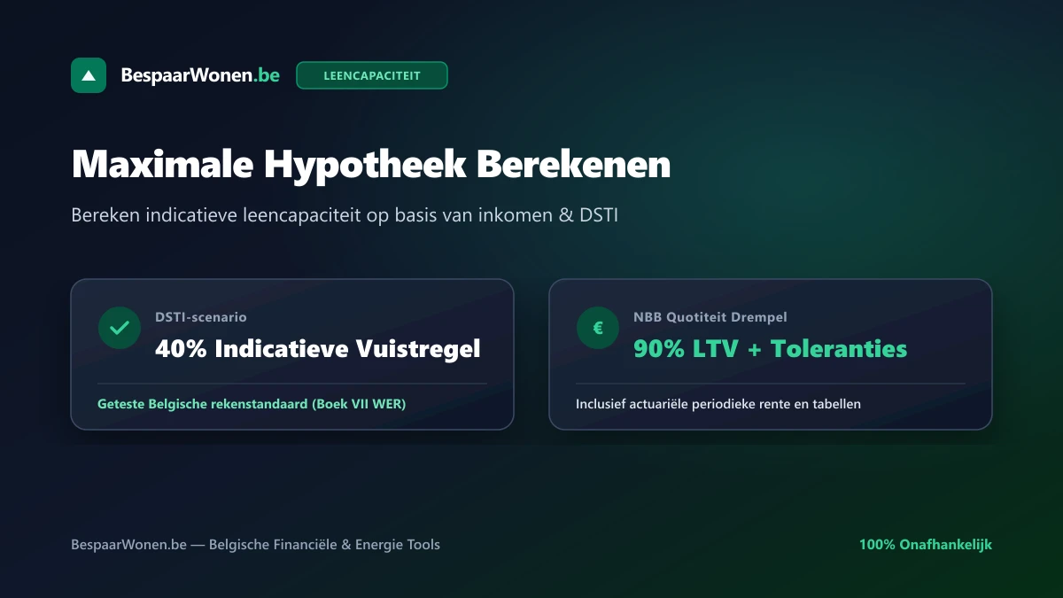 Maximale hypotheek berekenen op basis van netto inkomen, leefgeld en quotiteit