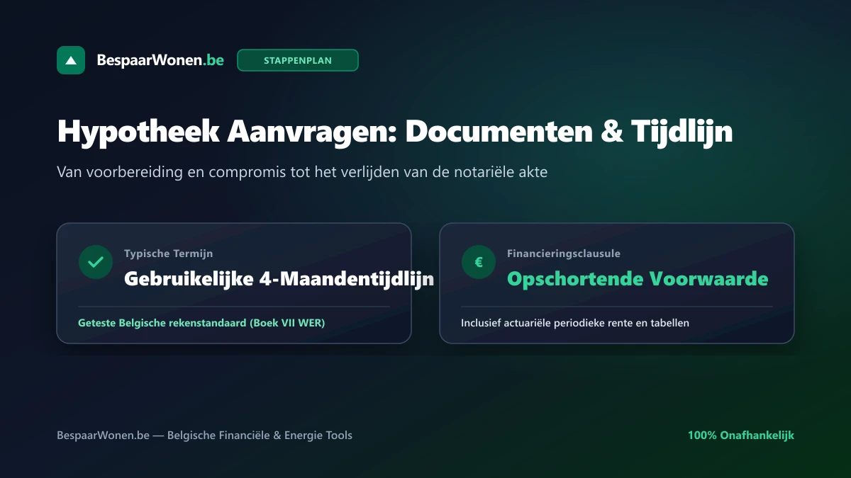 Stappen in een Belgische hypotheekaanvraag van dossiervoorbereiding tot notariële akte