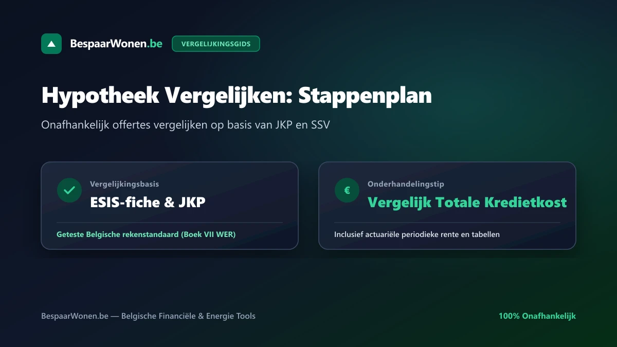 Hypotheek vergelijken in België: objectief stappenplan voor bankoffertes en JKP