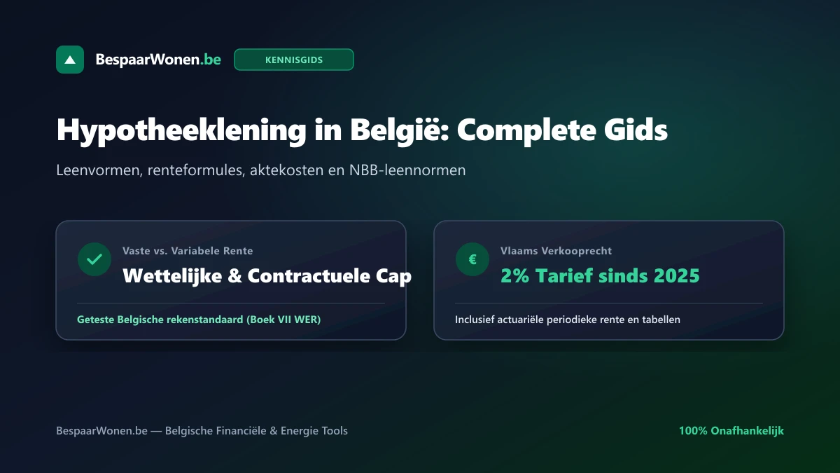 Hypotheeklening in België gids: leenvormen, rentes, registratierechten en notariskosten